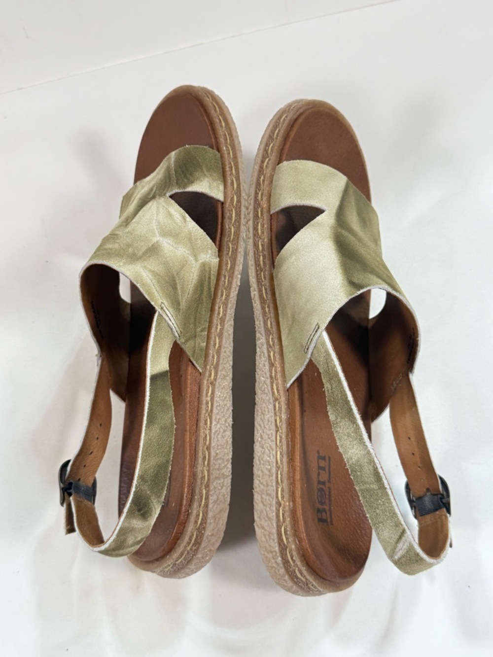BORN Light Olive and white tie dye CARAH suede slingback Sandals size 10 - Picture 6 of 8